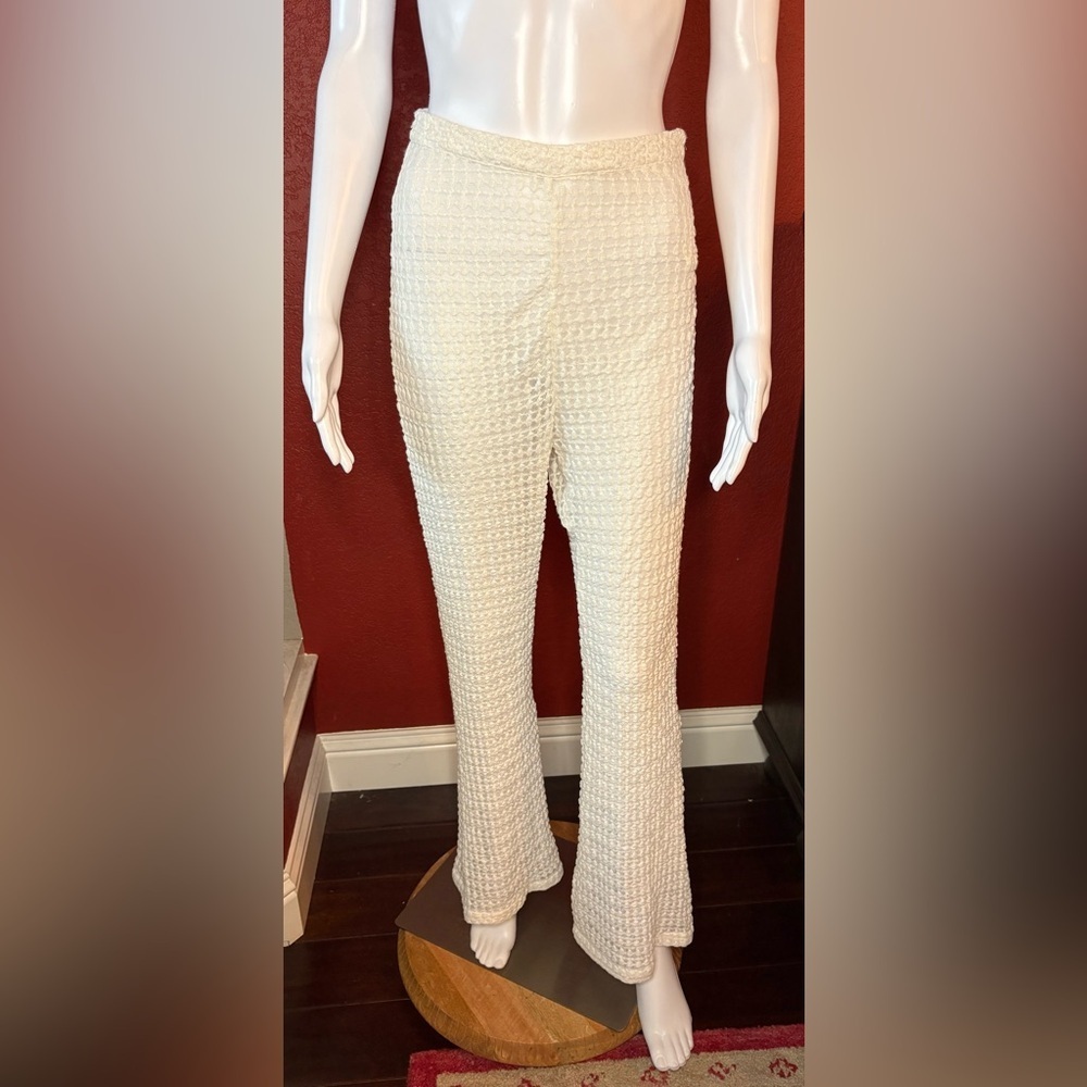 NWT BAOBAB Robin Ecru Bubble Waffle Knit Flare Leg Pants. Size XS - Picture 3 of 10